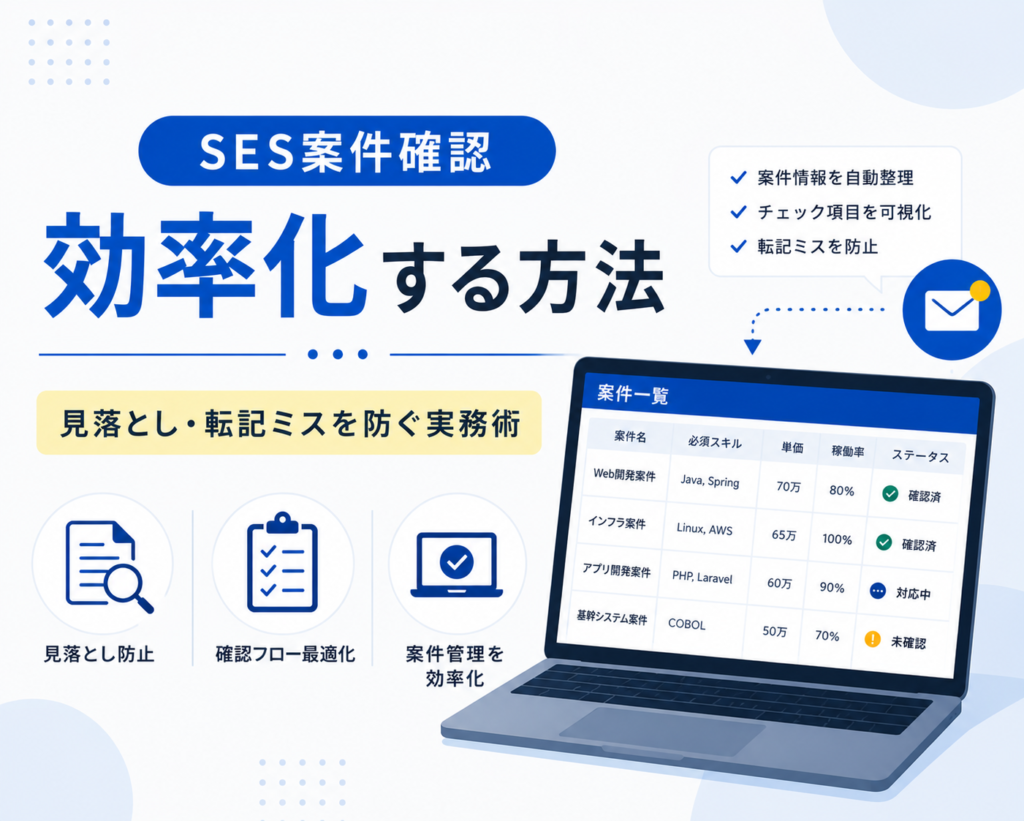 SES案件確認を効率化する方法|見落とし・転記ミスを防ぐ実務術